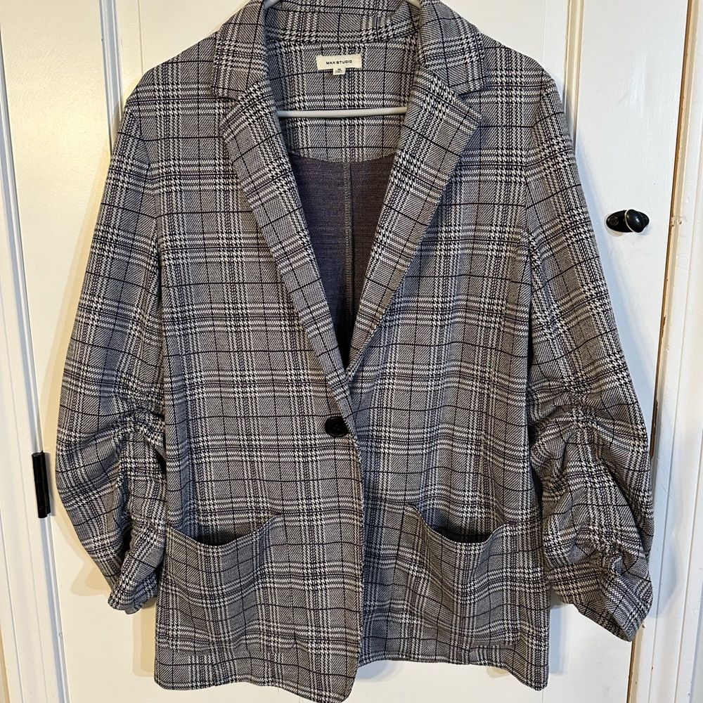 Max Studio Plaid Blazer